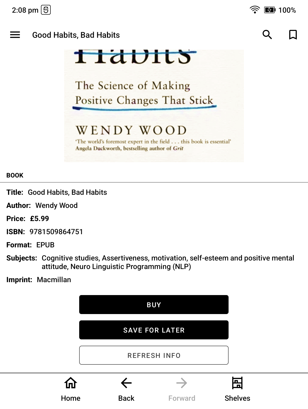 Readino book page in DinoReader with Buy and Save for later buttons