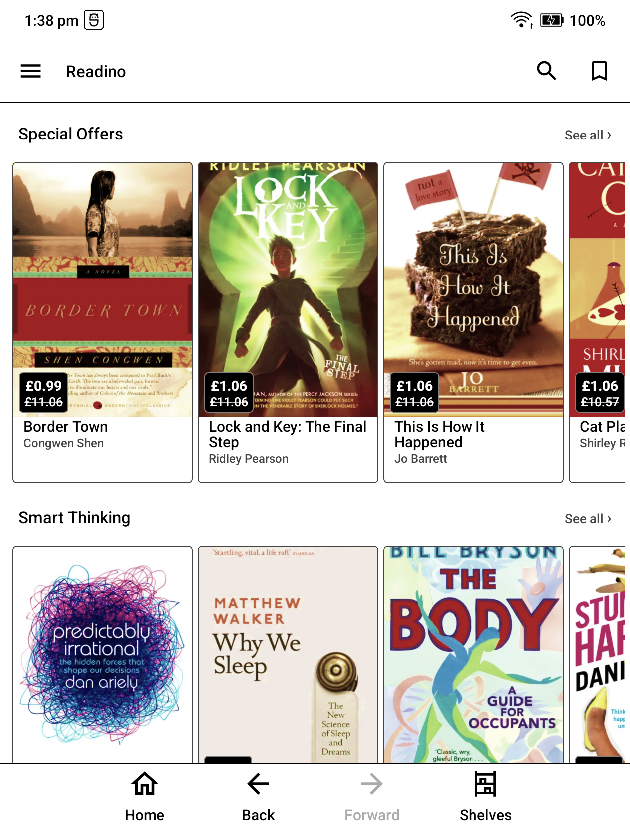 Readino bookshop catalogue in DinoReader