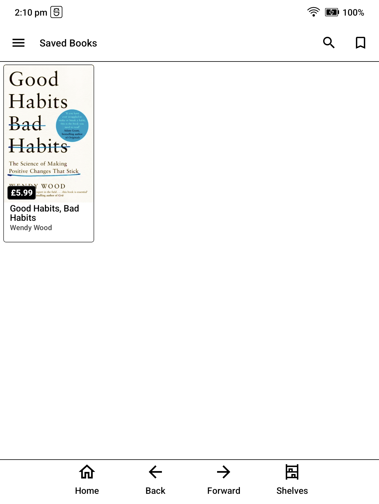 A book saved for later in DinoReader