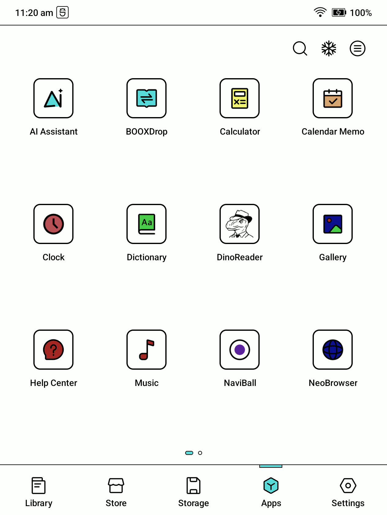 DinoReader in the BOOX applications list