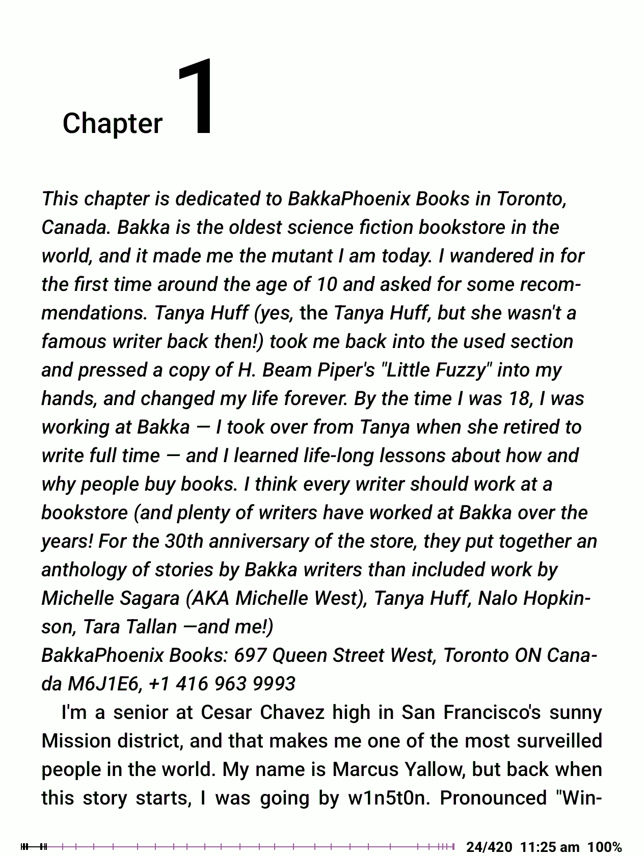 The first text page of an open EPUB book