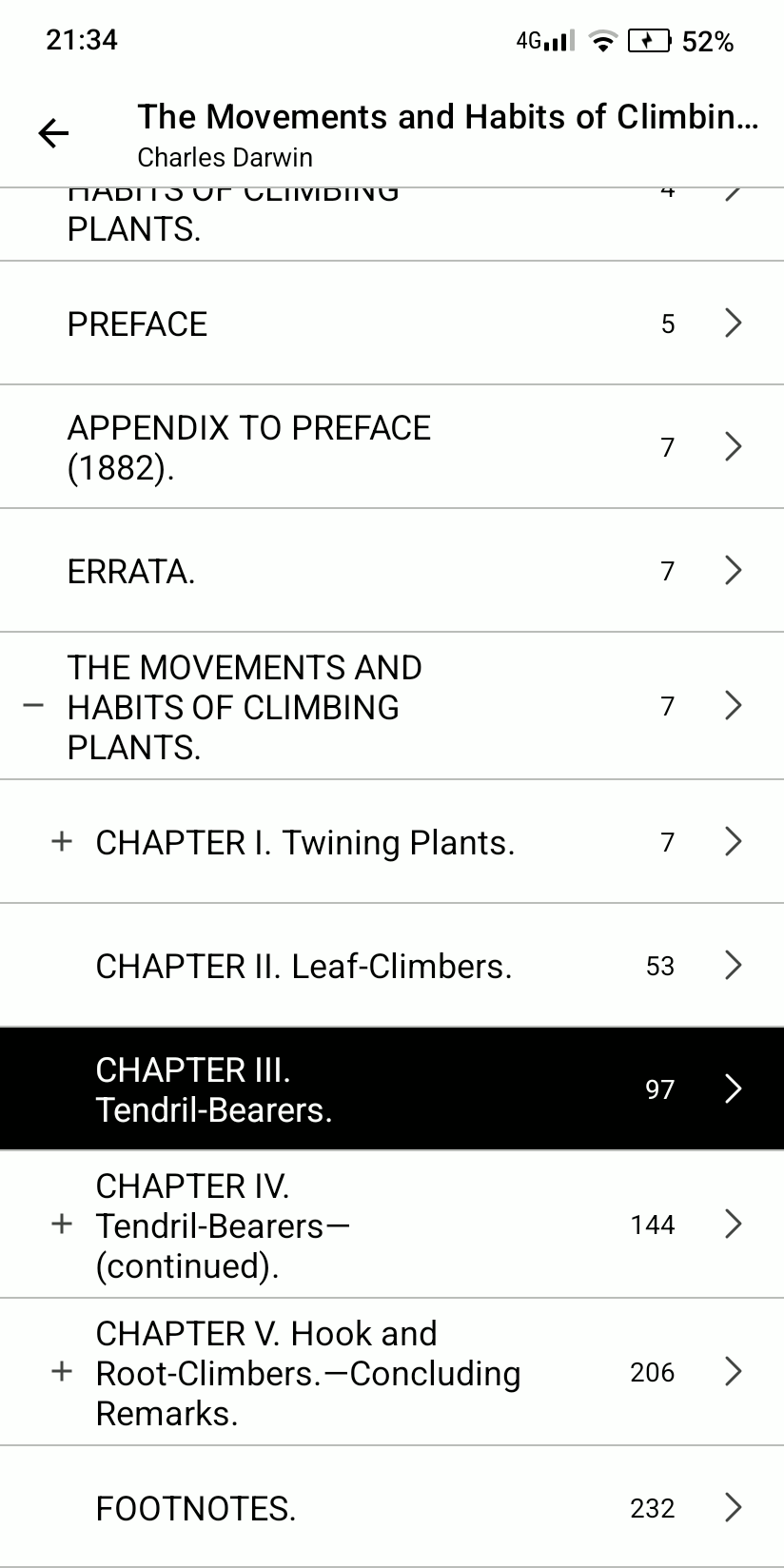 DinoReader full-screen Contents list on a phone